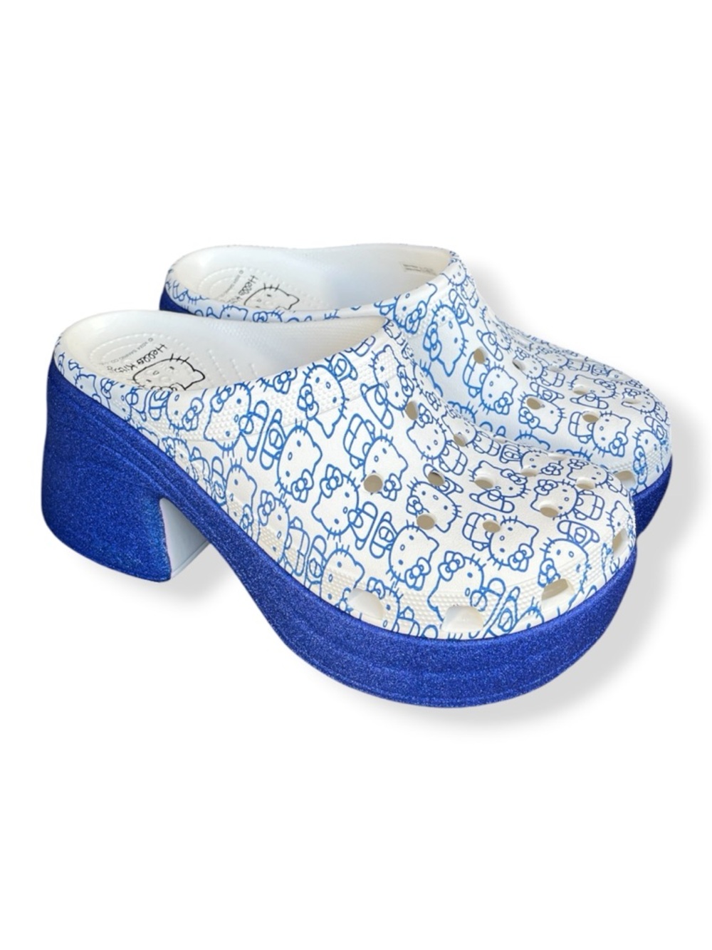 Hello Kitty x Crocs Siren Clog '50th Anniversary' Blue Glitter Platform Mules 11 - Picture 6 of 15